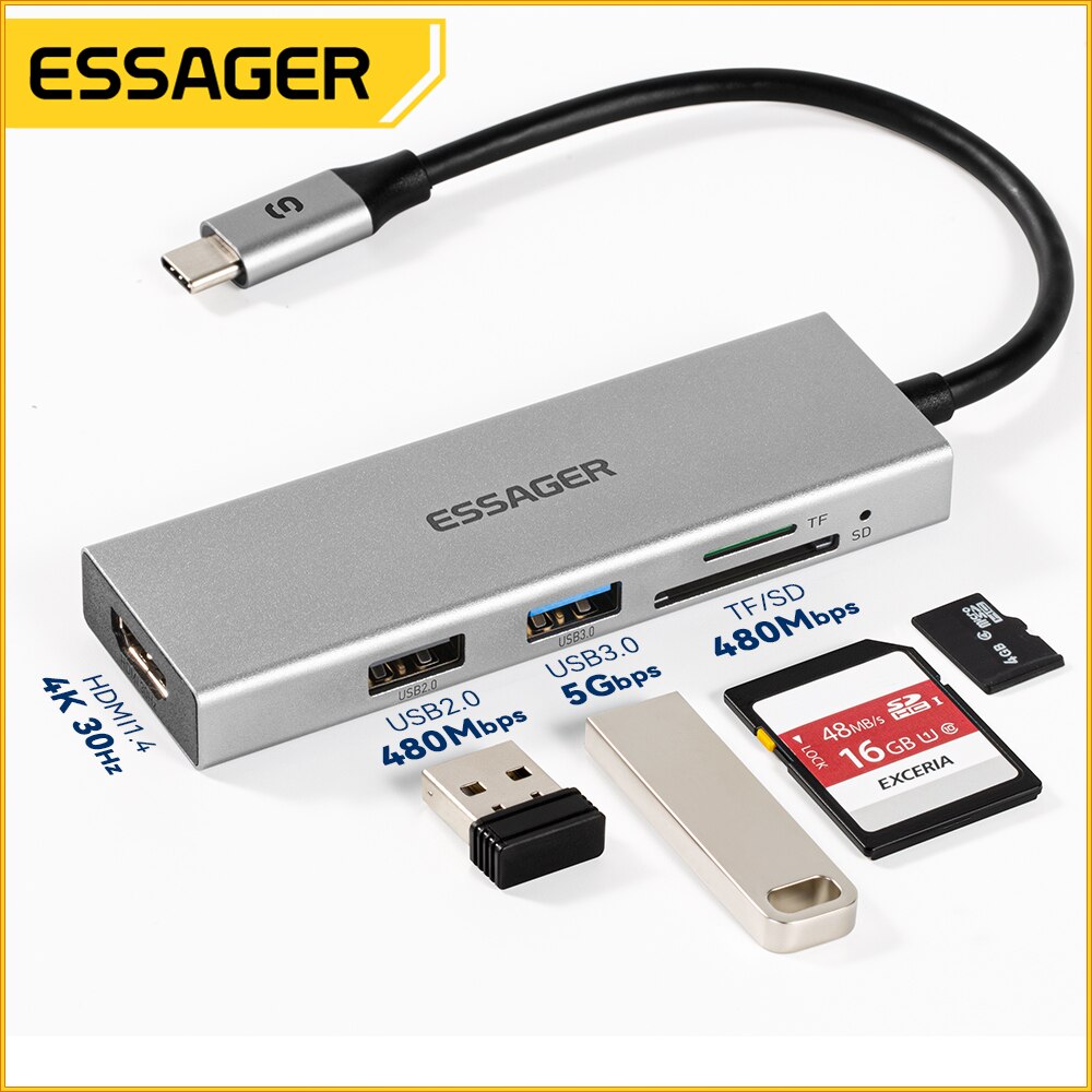 Essager 5 in 1 USB C HUB HDMI- - Docking Station Usb C reseña y precio