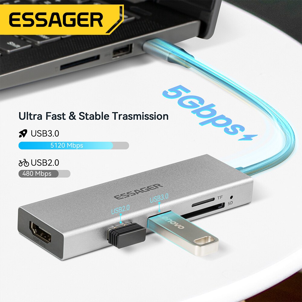 Essager 5 in 1 USB C HUB HDMI- - Docking Station Usb C reseña y precio