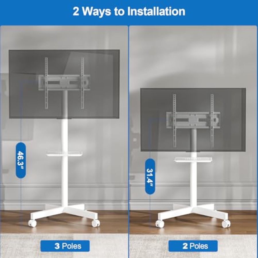 Mobile TV Stand for 23-65 Inch - Flat Panel Mount Tilt reseña y precio