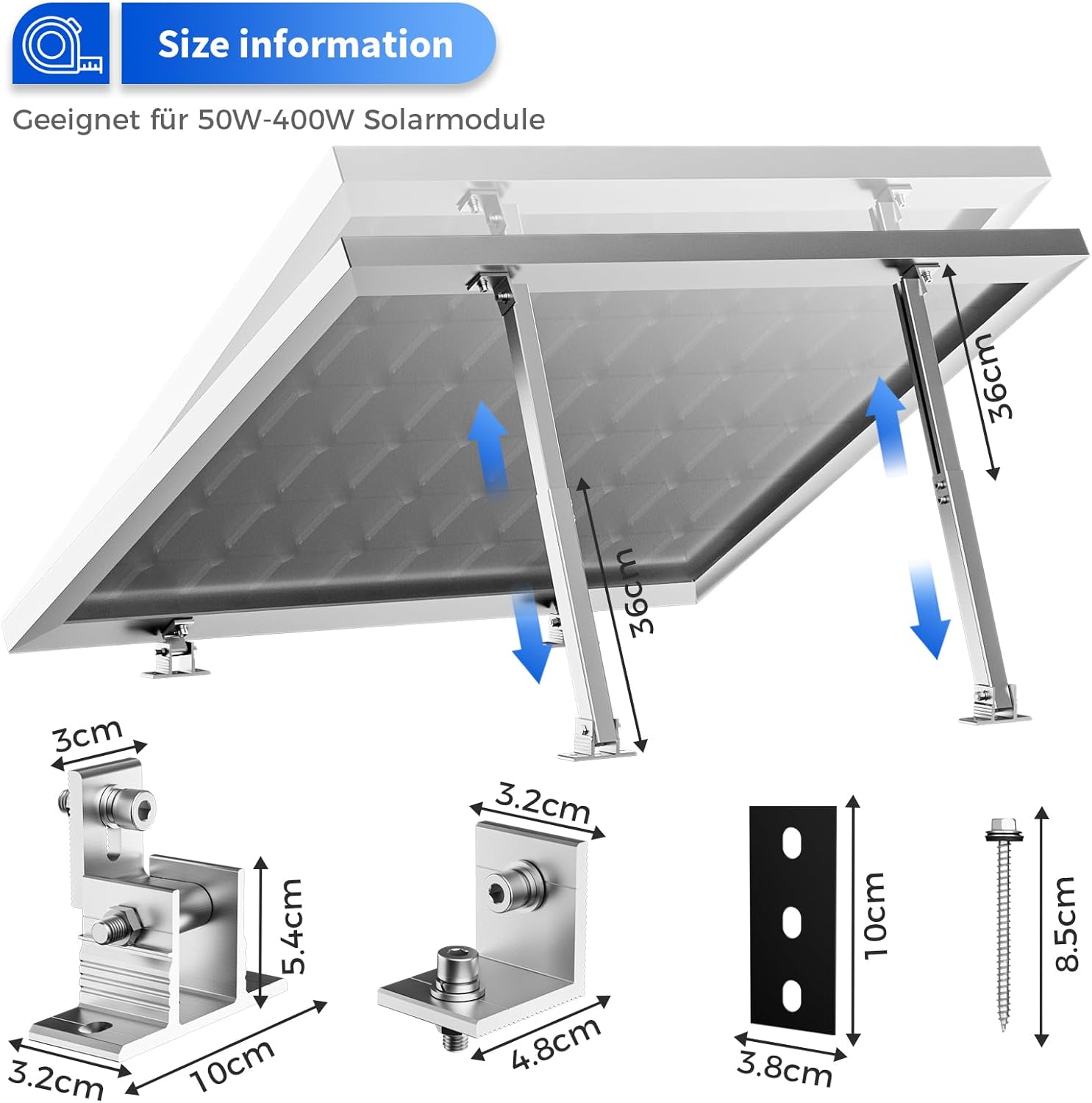 2 Set Adjustable Solar Panel T - Flat Panel Mount Tilt reseña y precio