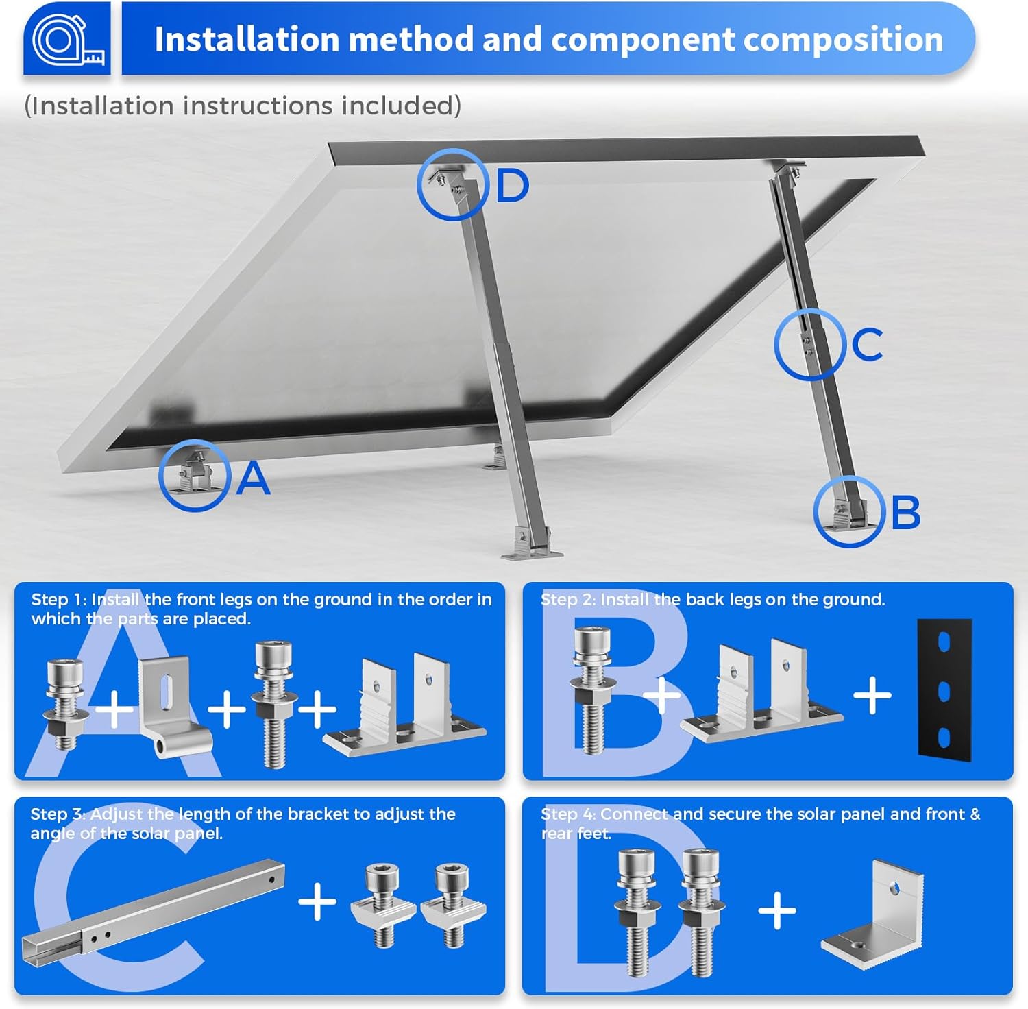 2 Set Adjustable Solar Panel T - Flat Panel Mount Tilt reseña y precio
