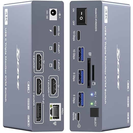 USB C KVM Switch 3 Monitors 2  - Docking Station Usb C reseña y precio